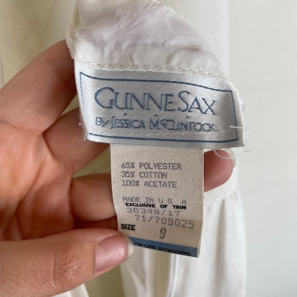 Vintage Gunne Sax by Jessica Mcclintock Lace Wedding/Prom Dress Off White Size 9 - Picture 7 of 11